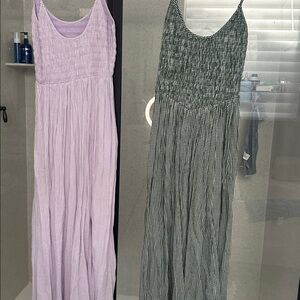 2 Aerie Lavender & White Barre & Hunter Green & White Barre Dresses Sm New